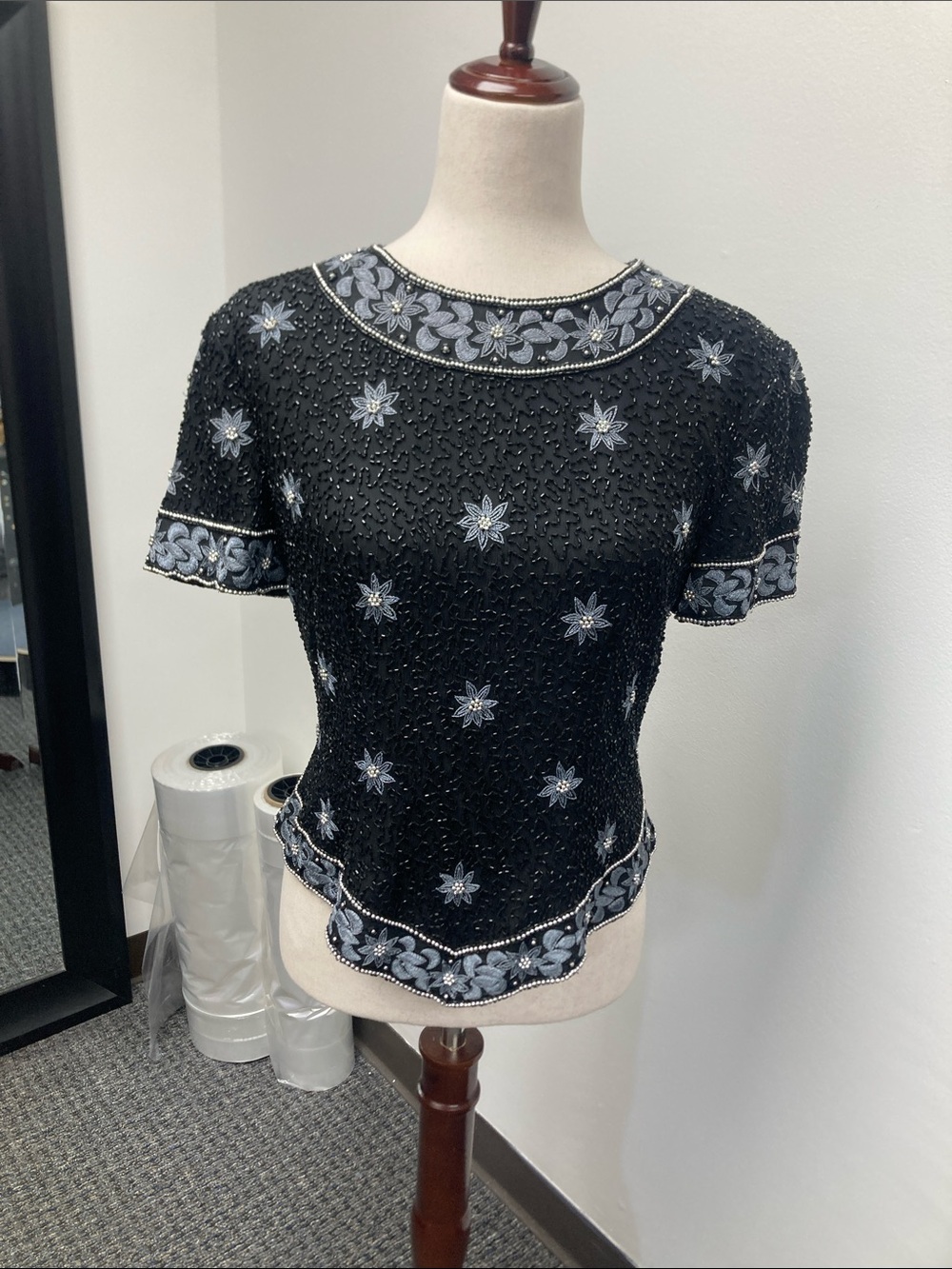 Vintage Adrianna Papell 100% Silk Beaded Top